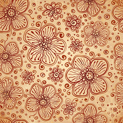 Henna vintage colors vector flowers pattern