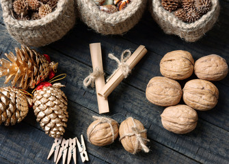 Fototapeta premium Ornamental, Xmas, christmas pine cone, handmade