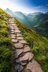 Obraz premium Footpath in the Tatras Mountains at sunrise