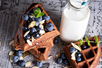 Chocolate waffles with milk