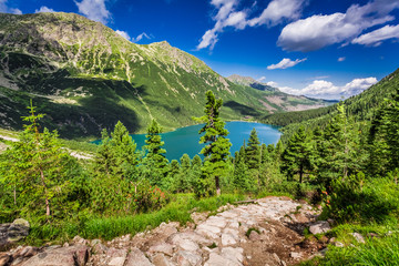 Beautiful lake in the middle of the mountains at summer © shaiith