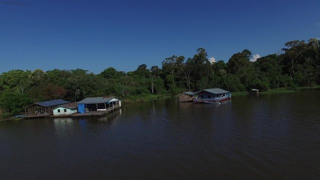 Aerial View of Floating Houses in Manaus, Amazon, Brazil