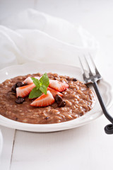 Chocolate strawberry risotto with vanilla