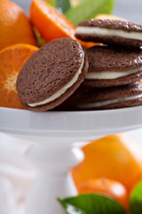 Chocolate orange cookies with cream filling