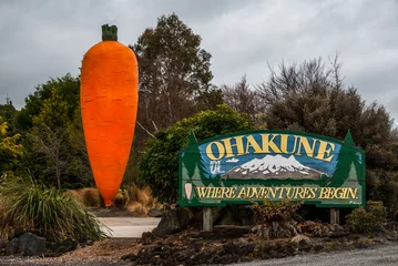 Papier Peint photo autocollant Nouvelle-Zélande Panneau routier et carotte d& 39 Ohakune