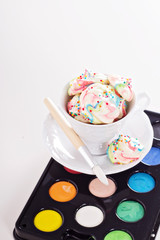 Colorful meringues rainbow colors