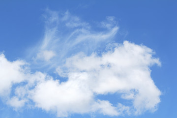 Light white-snow clouds slowly float high in the sky