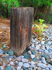 Wooden Post in Railway Ballast