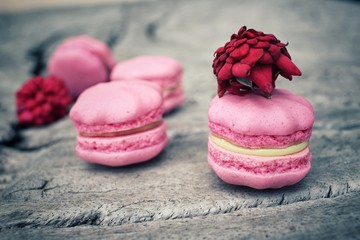 French macaroons with rose
