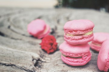 French macaroons with rose