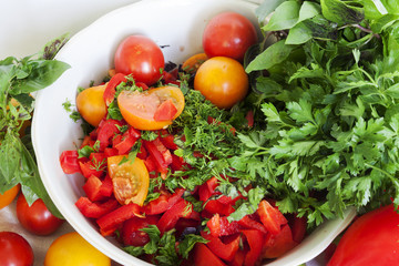 tomatoes, lettuce and greens