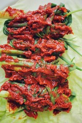 Green onion kimchi korean food