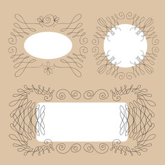 Hand-drawn calligraphic frames vector set
