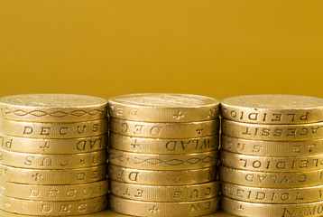 Three Stacks of British Pound Coins
