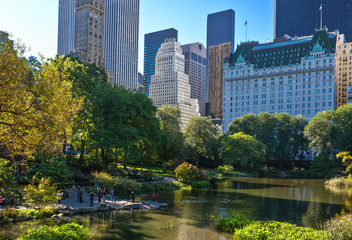 Fototapeta na wymiar U.S.A., New York, Manhattan, the pond of the Central Park