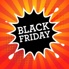 Naklejka premium Comic explosion with text Black Friday