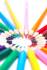 colored pencils on an isolated background