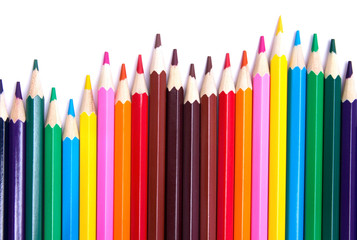 colored pencils on an isolated background