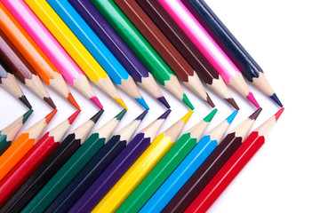 colored pencils on an isolated background