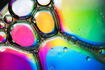 Background of colorful oil drops in water