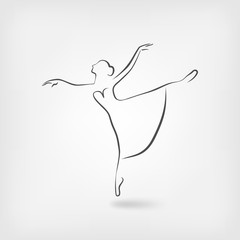 Naklejka premium sketch ballerina dancing studio symbol