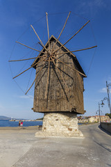 Fototapeta na wymiar Old Mill.The symbol of the old town of Nessebar.Bulgaria