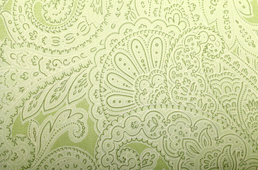 Vintage grey and green wallpaper with paisley pattern