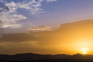 Skyline with silhouette of mountains