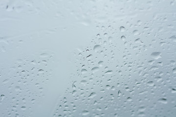 Natural water drops on glass