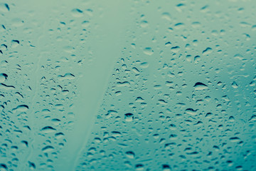 Natural water drops on glass