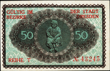 Historische Banknote, Notgeld, Februar 1921, Fünfzig Pfennig, Deutschland