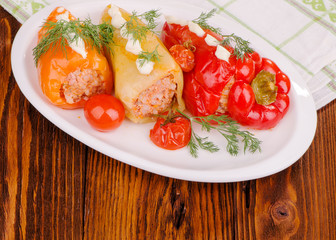 stuffed peppers with meat and rice