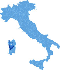 Obraz premium Map of Italy, Oristano