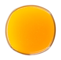 Glass of orange juice on white background