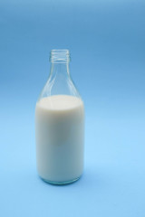  with milk on blue background