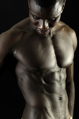 Fototapeta na wymiar A black man with a muscular body,