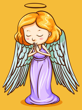 Angel with wings praying