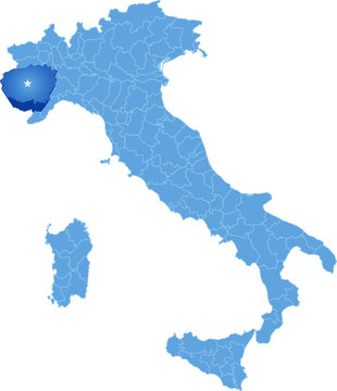 Map of Italy, Cuneo