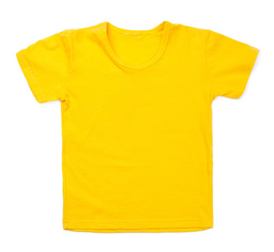 Kid Yellow Tshirt On White Background