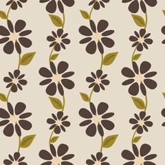 autumn colors with flowers seamless vector pattern background illustration