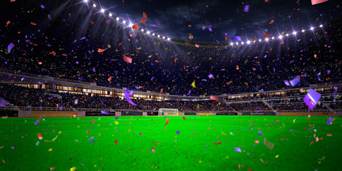 Night stadium arena soccer field championship win. blue toning © A ST