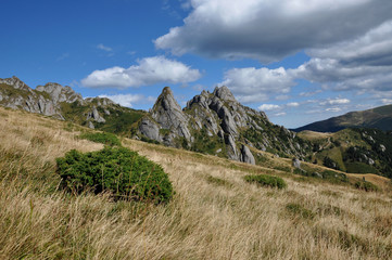 Beautiful mountain vista, sedimentary rocks in the Carpathians