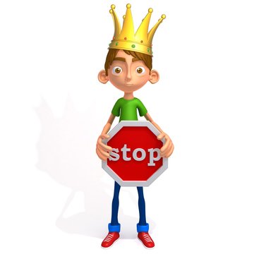 Ronnie with a stop sign 