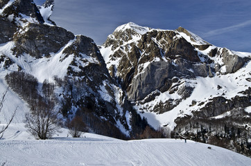 Winter Pyrenees Mountains of Somport ski resort