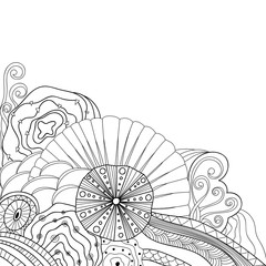 Abstract doodle decorative element corner. Zentangle hand-drawn background.