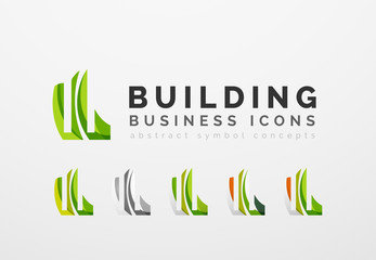 Set of real estate or building logo business icons