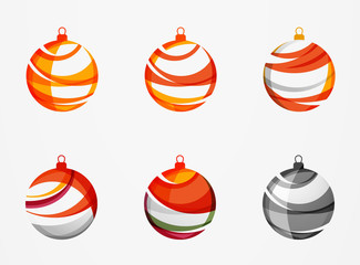 Set of abstract Christmas ball icons, business logo concepts
