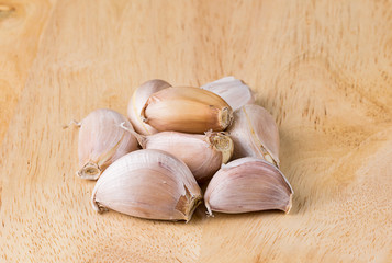 garlic on a wooden table