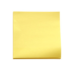 Yellow sticky note on white background (clipping path)