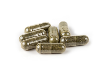 capsule pills on white background